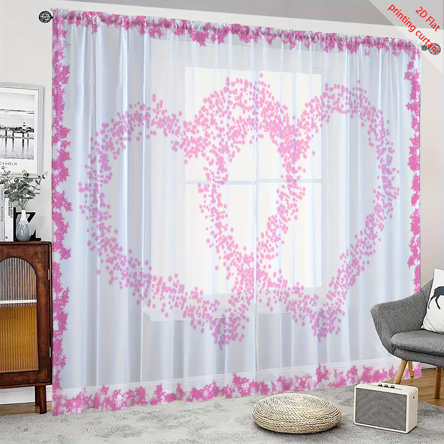 Home Decor Youtube - Tirai Kasa Transparan Bermotif Hati untuk