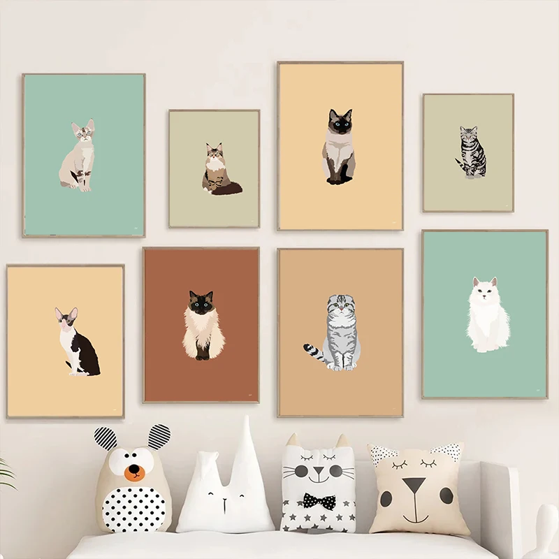 Home Decor Minimal - Poster Kucing Lipat Skotlandia Sphynx Siam