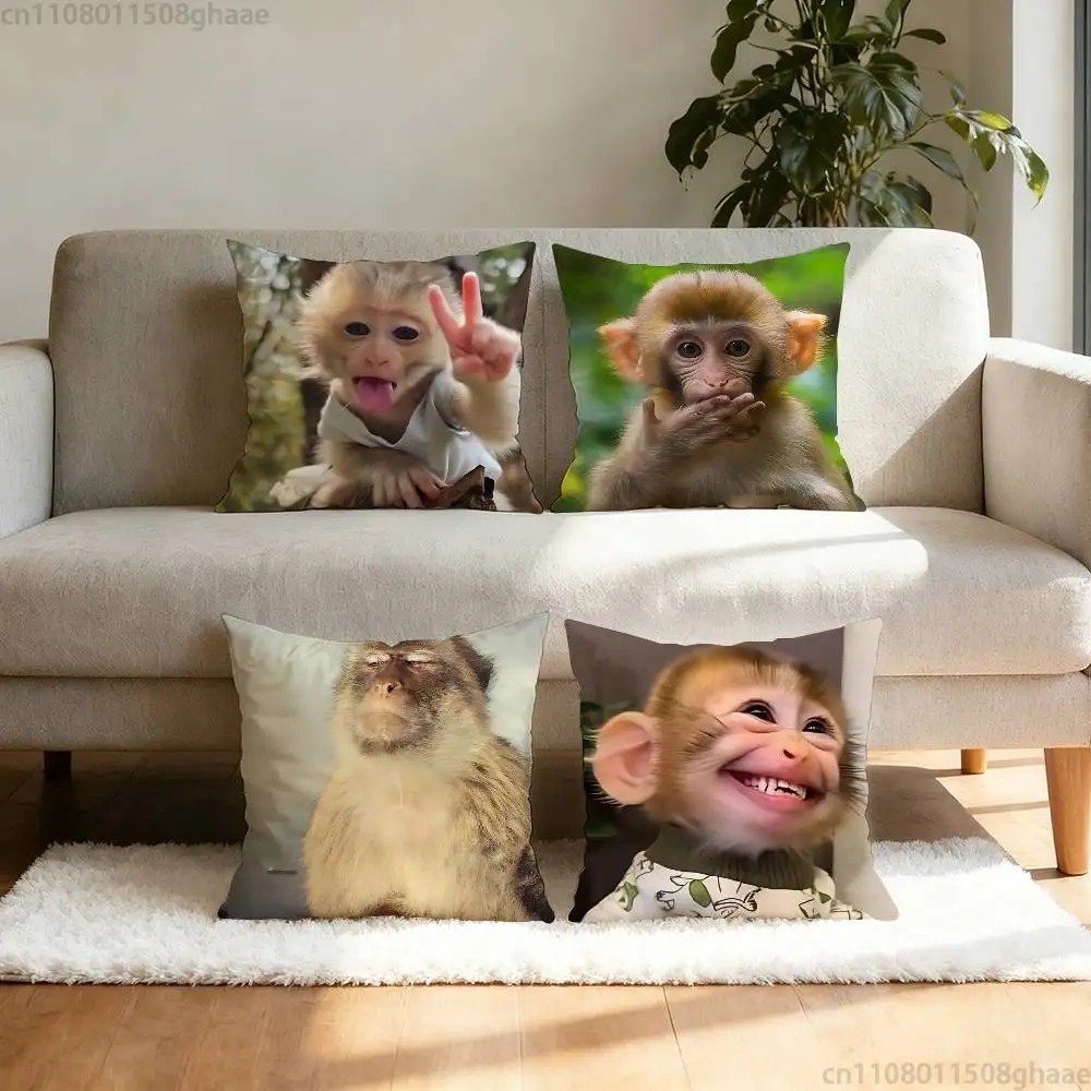 Home Decor Emoji - Sarung Bantal Monyet Meme Lucu Sarung