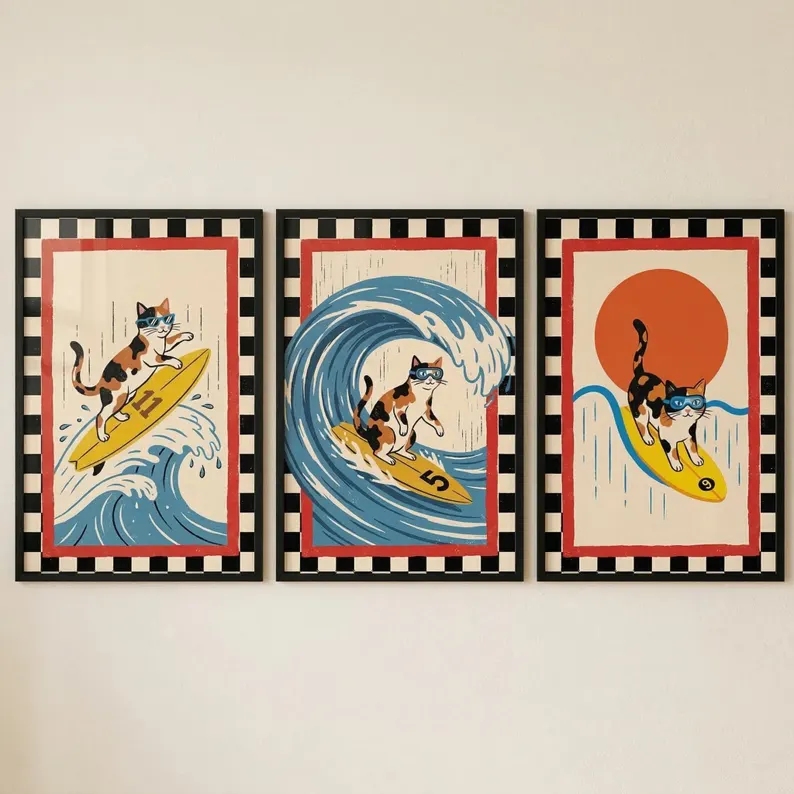Home Decor Japanese - 3 Buah Gambar Poster Lukisan Kanvas