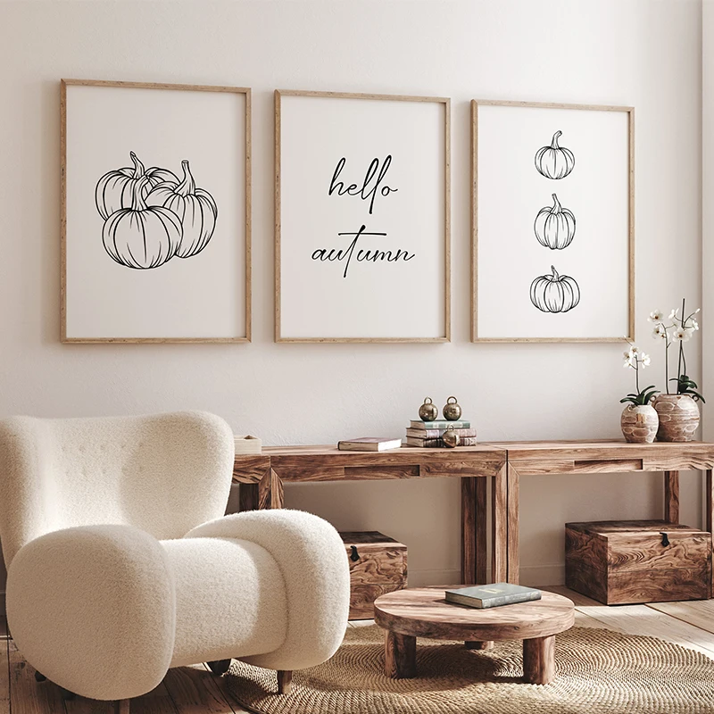 Home Decor Minimal - Set berisi 3 Poster Minimalis Labu