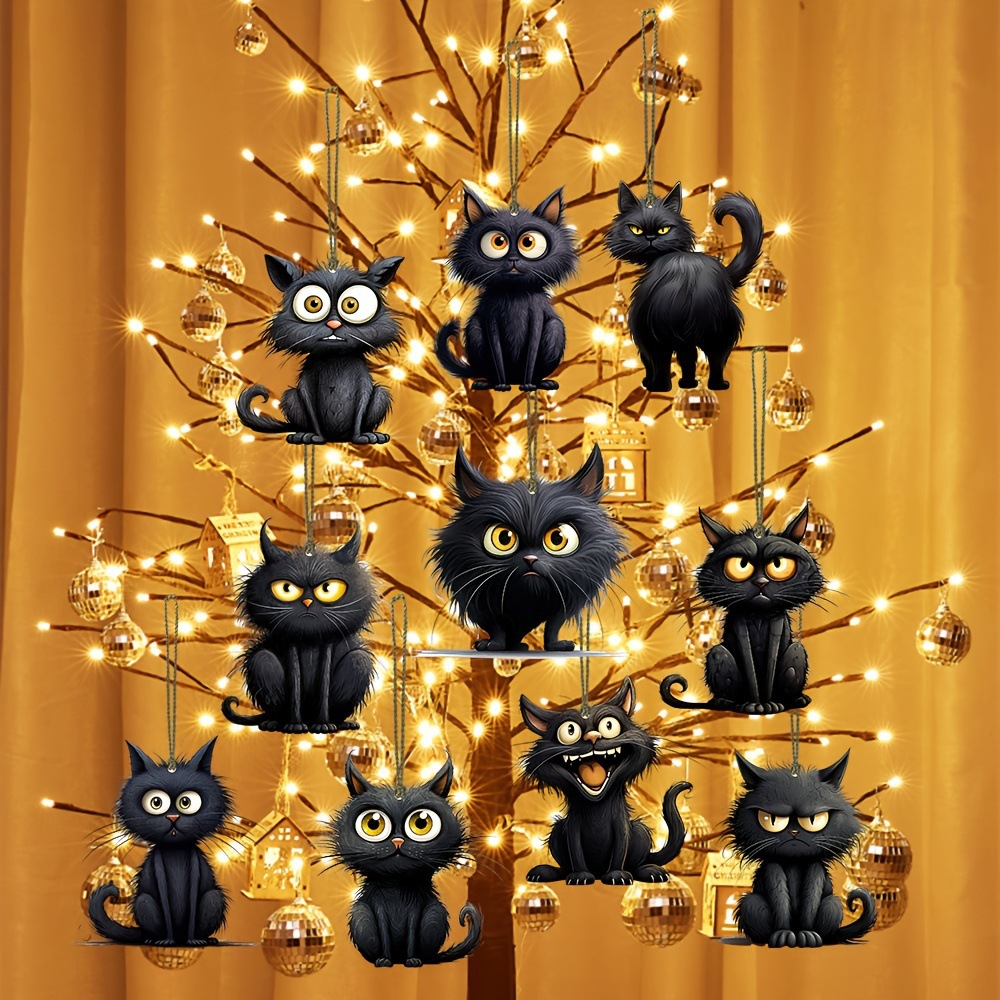 Home Decor Emoji - Ornamen Gantung Kayu Emoji Kucing Hitam