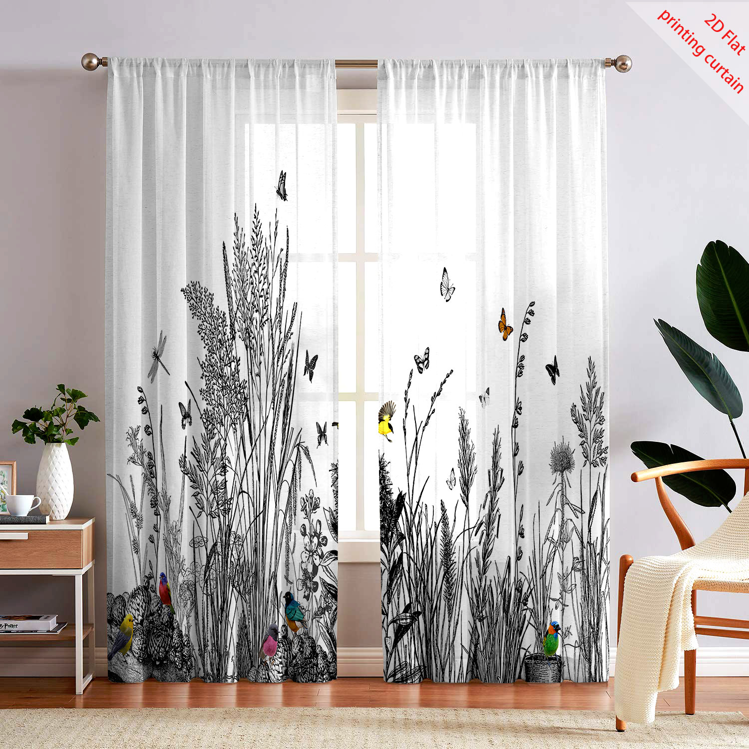 Home Decor Youtube - Tirai Layar Transparan Motif Tanaman, Film
