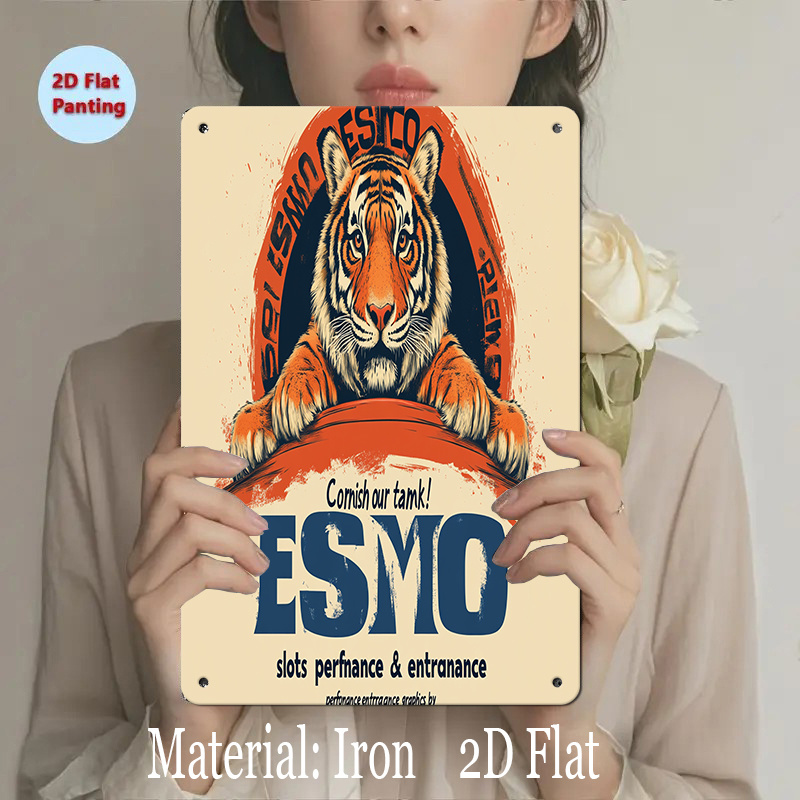 Home Decor Design Ideas - Papan Besi Desain Harimau Vintage -