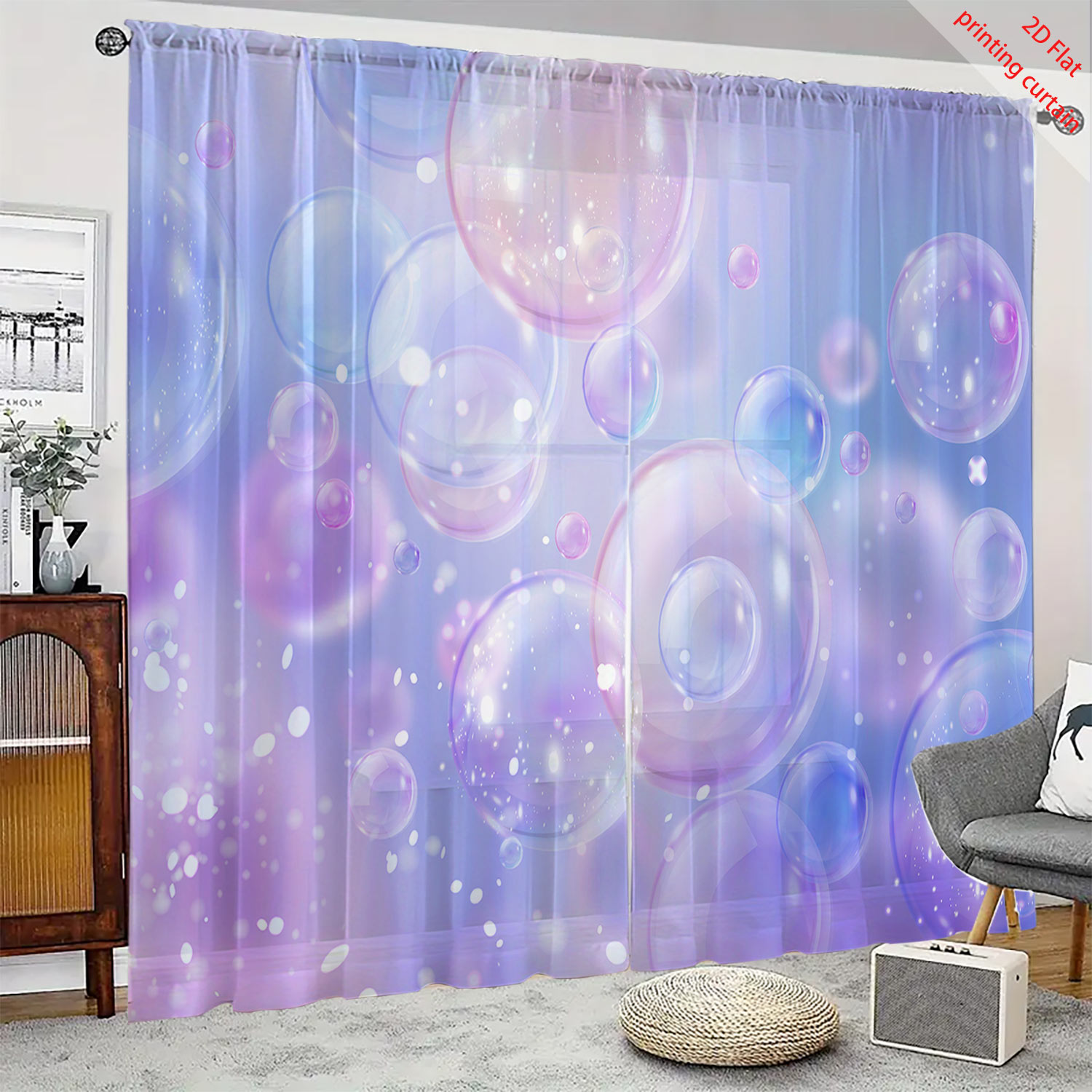 Home Decor Youtube - Tirai kasa bermotif gelembung yang indah,
