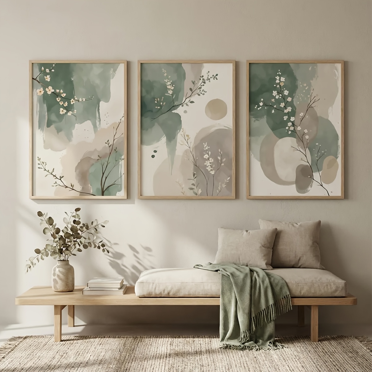 3 Buah Poster Kanvas Daun Hija - Home Decor Youtube ulasan dan harga