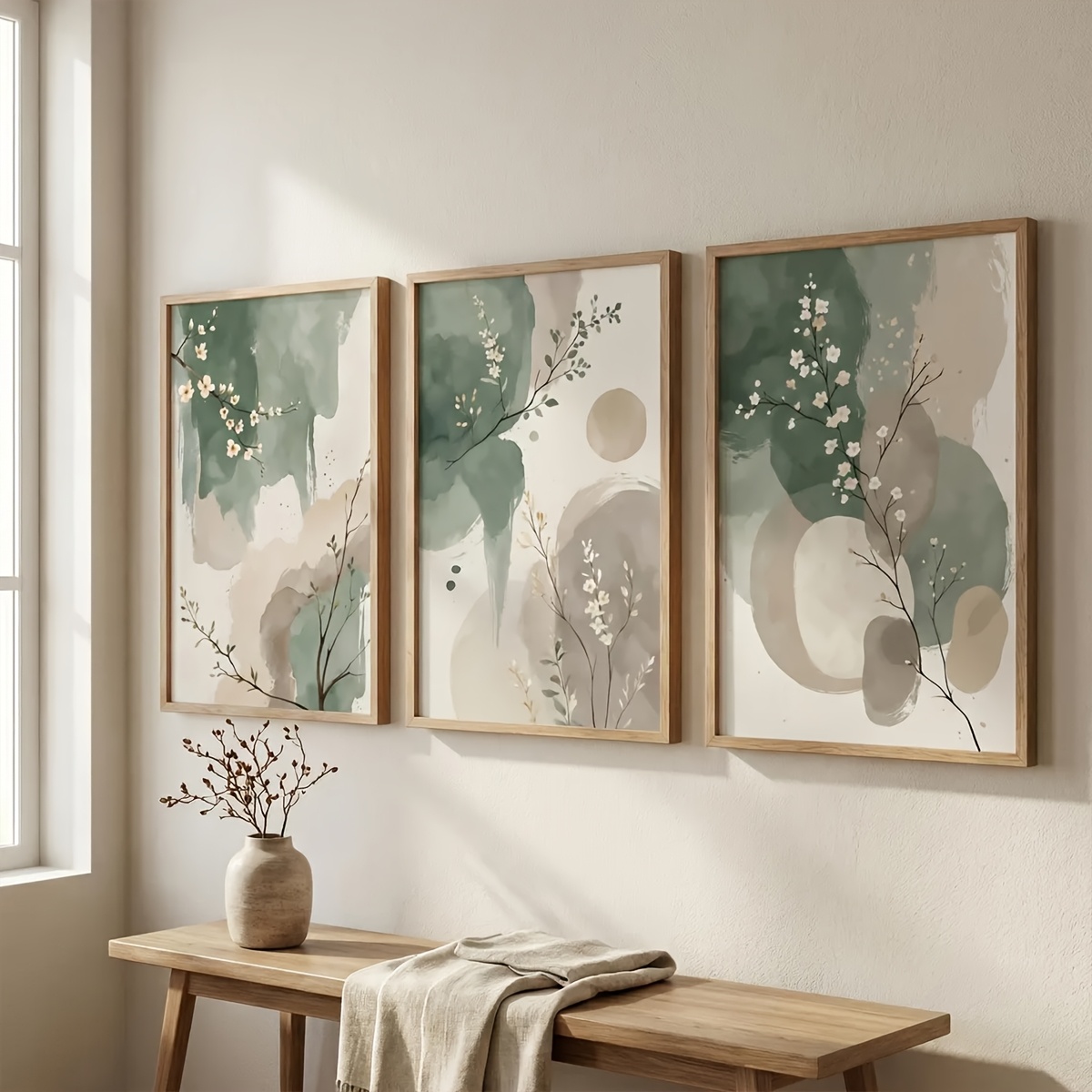 3 Buah Poster Kanvas Daun Hija - Home Decor Youtube ulasan dan harga