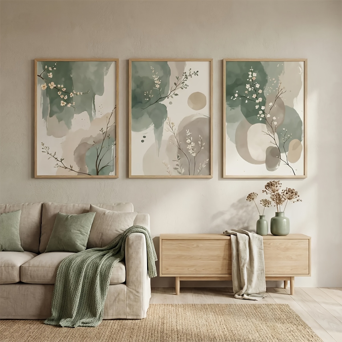 3 Buah Poster Kanvas Daun Hija - Home Decor Youtube ulasan dan harga