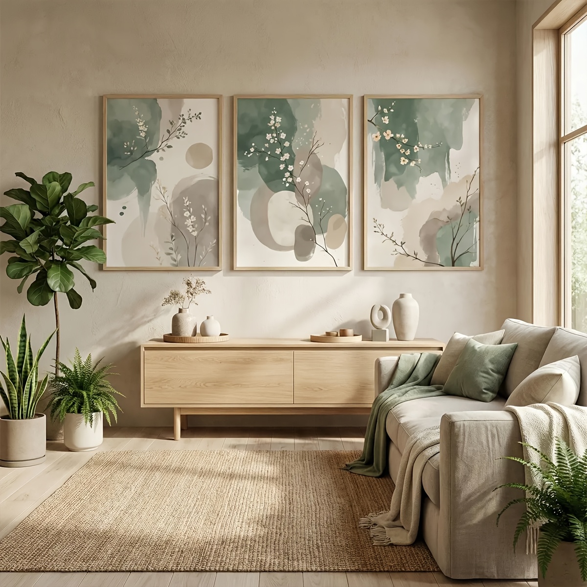 3 Buah Poster Kanvas Daun Hija - Home Decor Youtube ulasan dan harga
