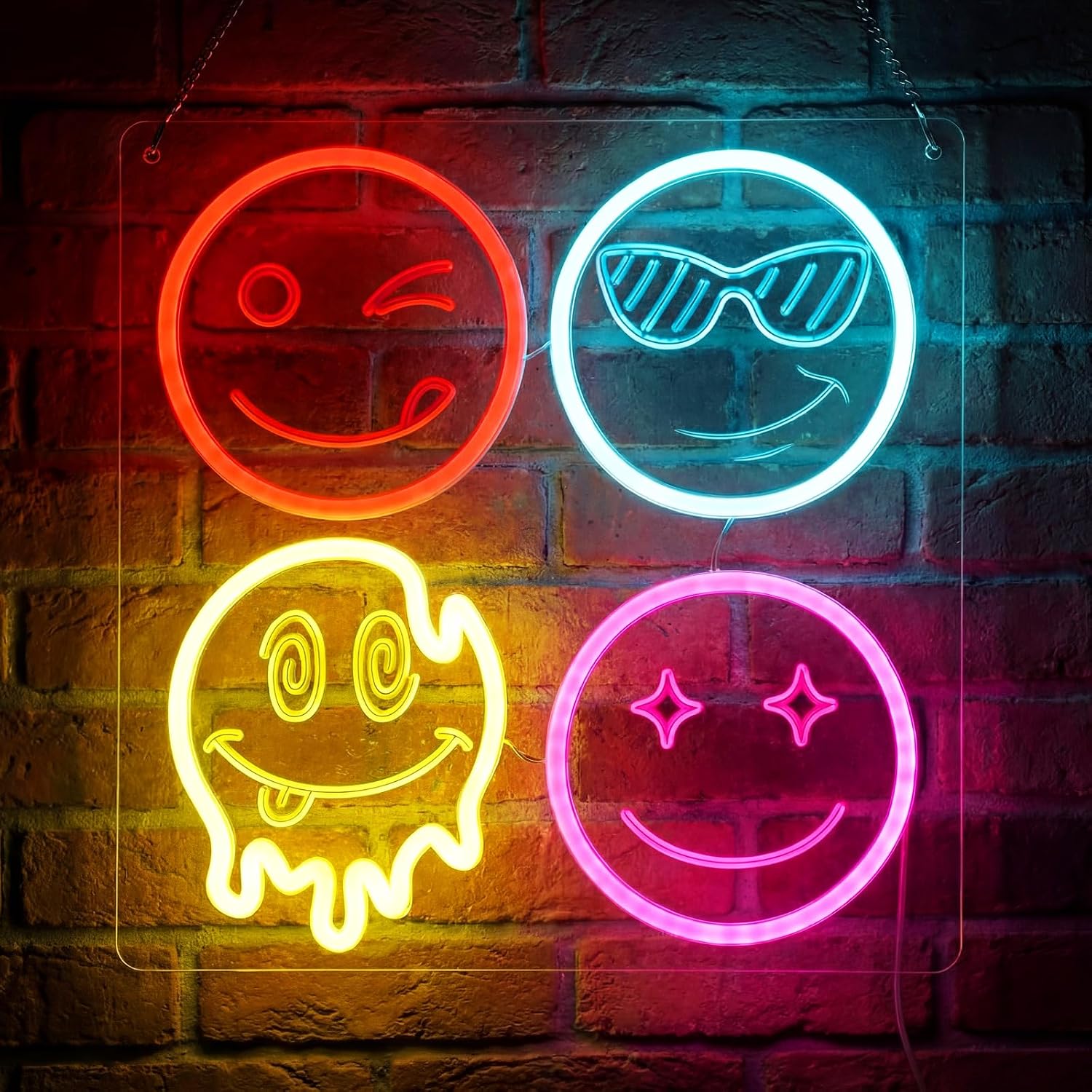 Lampu Neon LED Wajah Tersenyum - Home Decor Emoji ulasan dan harga