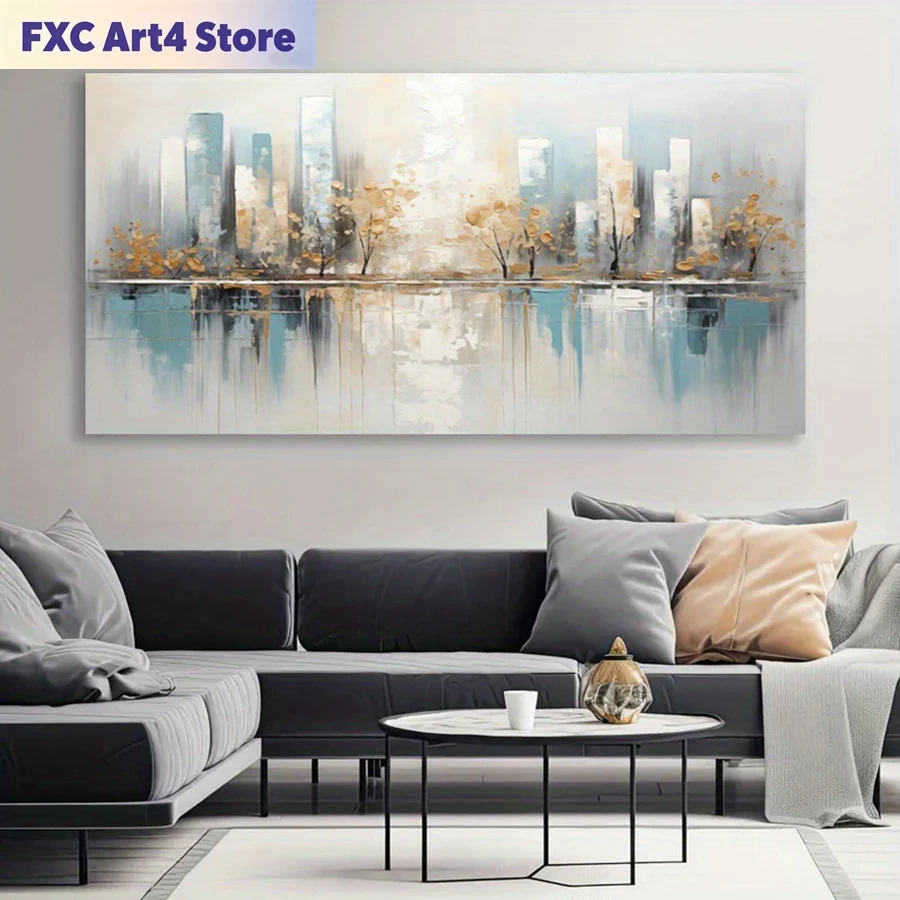 Seni Kanvas Abstrak Modern Tan - Home Decor Minimal ulasan dan harga