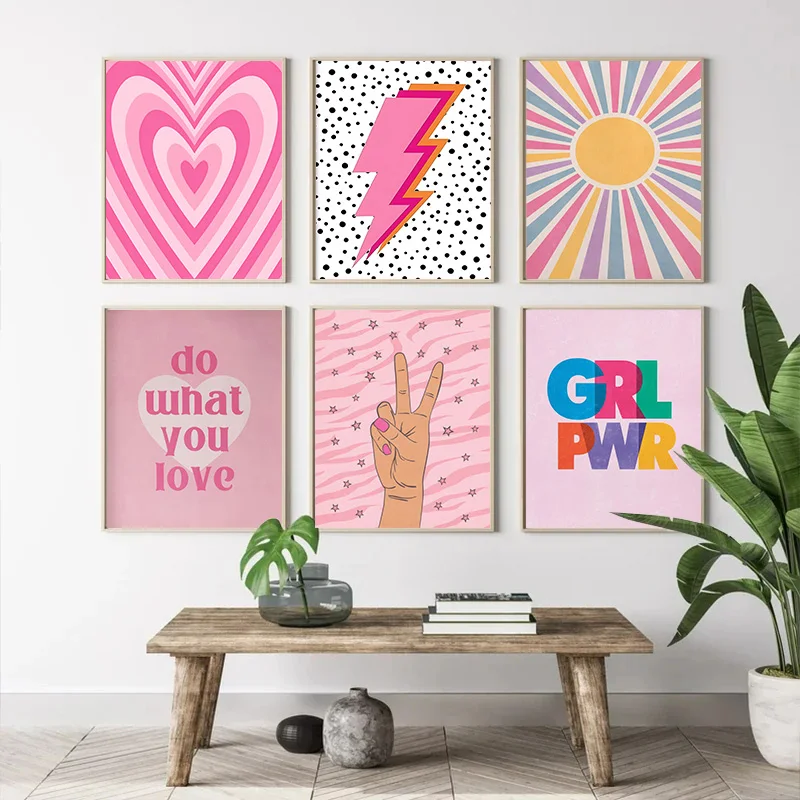 Abstrak Merah Muda Petir Gradi - Home Decor Minimal ulasan dan harga
