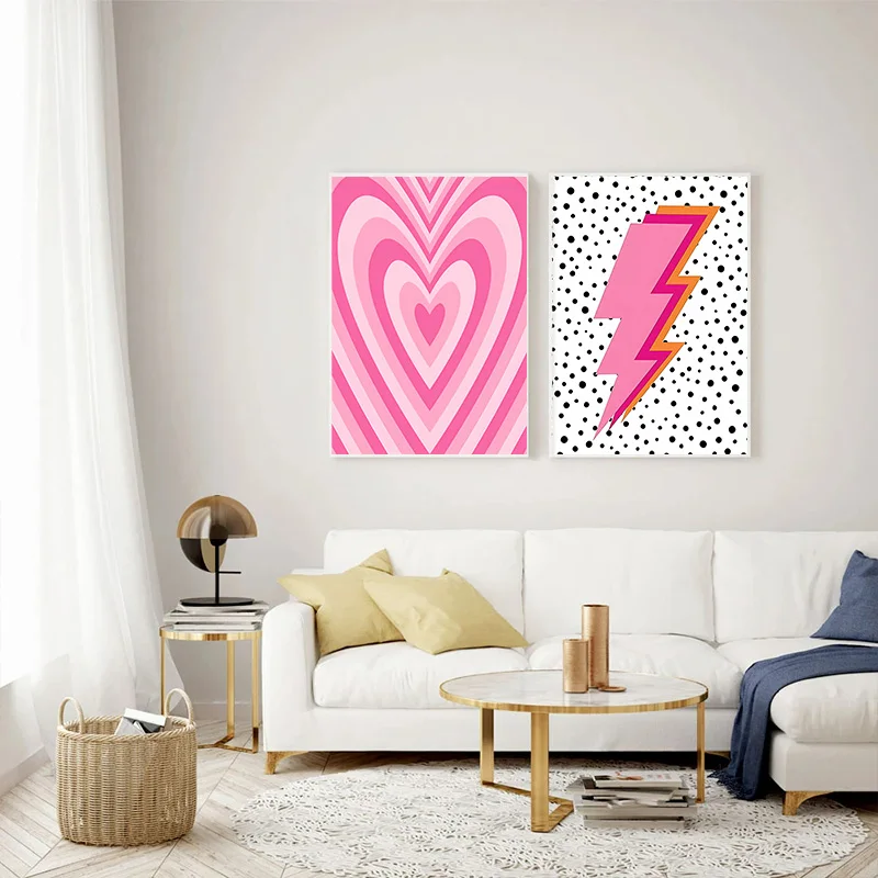 Abstrak Merah Muda Petir Gradi - Home Decor Minimal ulasan dan harga