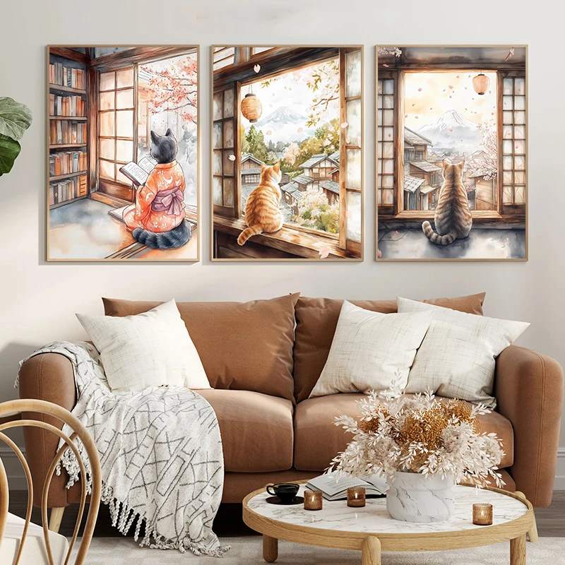 Ilustrasi Kartun Kucing Hitam  - Home Decor Japanese ulasan dan harga