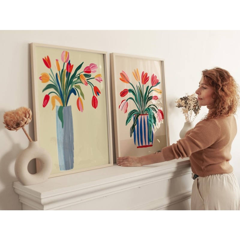 2 Buah Seni Dinding Kanvas Bun - Home Decor Youtube ulasan dan harga