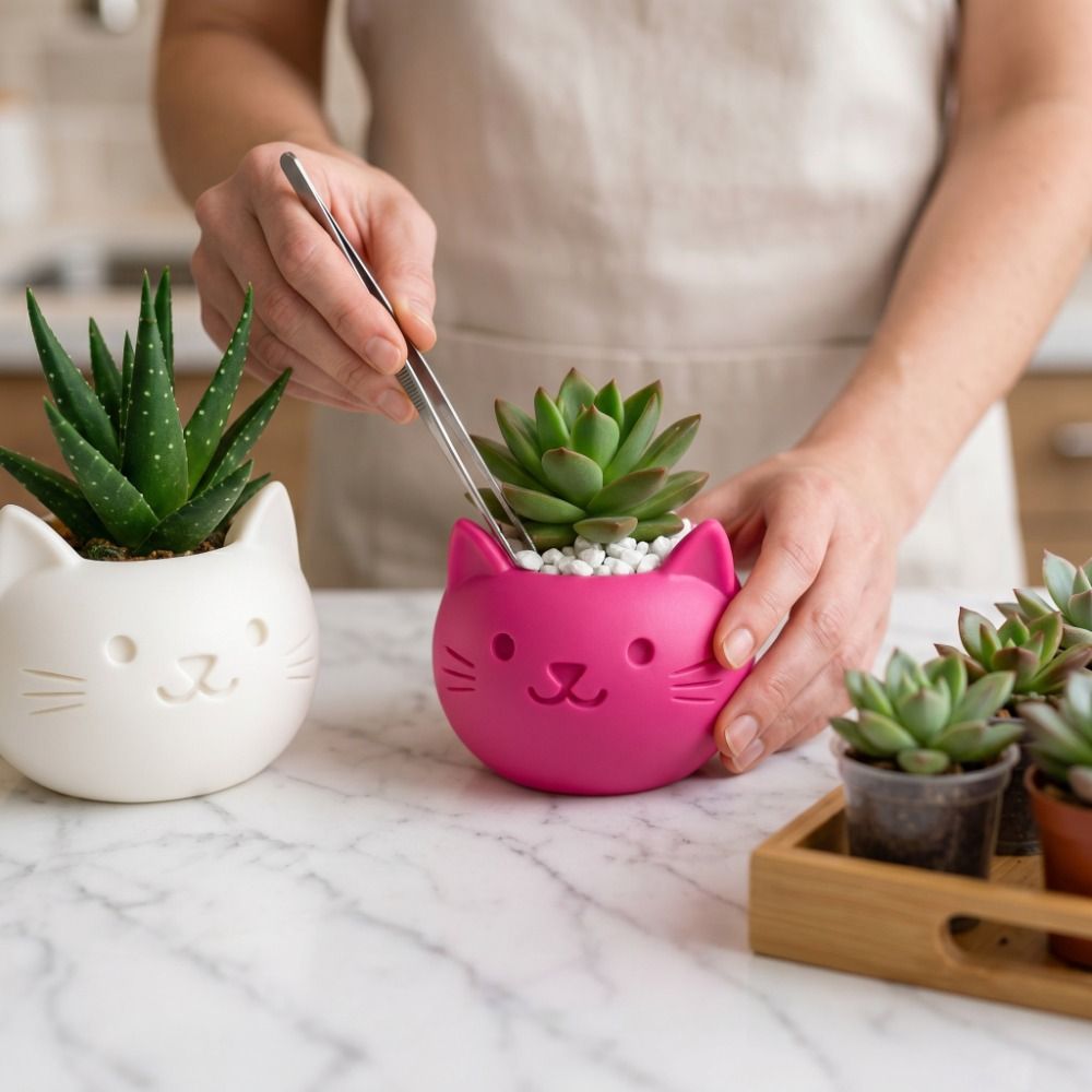 Pot Tanaman Bentuk Kucing 3D P - Succulent Planter Pot ulasan dan harga